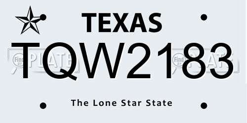TQW2183 Texas License Plate
