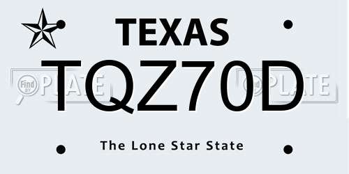TQZ70D Texas License Plate