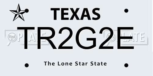 TR2G2E Texas License Plate