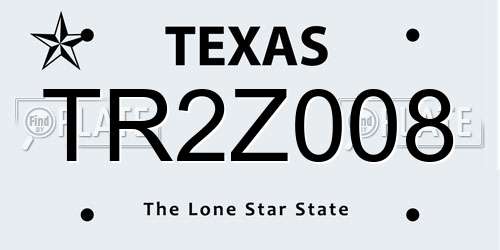TR2Z008 Texas License Plate