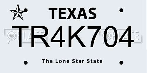 TR4K704 Texas License Plate