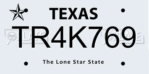 TR4K769 Texas License Plate