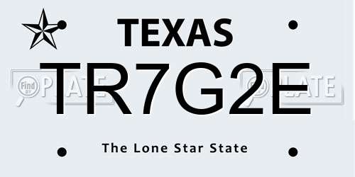 TR7G2E Texas License Plate