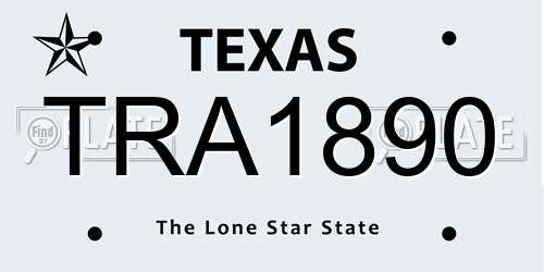 TRA1890 Texas License Plate