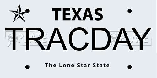 TRACDAY Texas License Plate