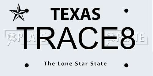TRACE8 Texas License Plate