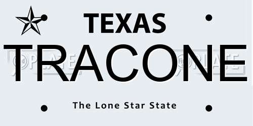 TRACONE Texas License Plate