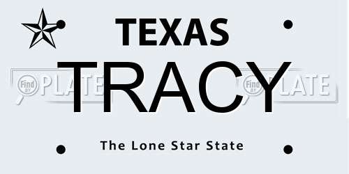 TRACY Texas License Plate