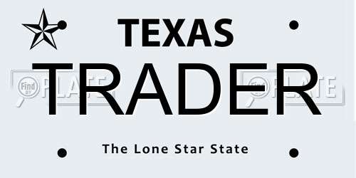 TRADER Texas License Plate