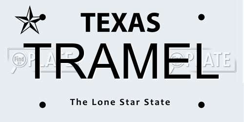 TRAMEL Texas License Plate