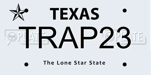 TRAP23 Texas License Plate