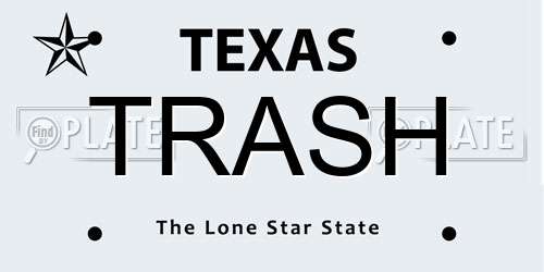 TRASH Texas License Plate