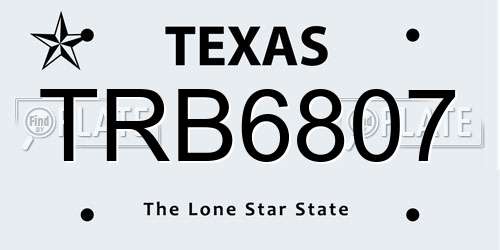 TRB6807 Texas License Plate