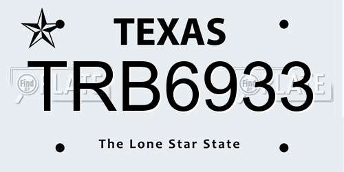 TRB6933 Texas License Plate