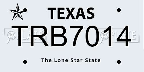 TRB7014 Texas License Plate