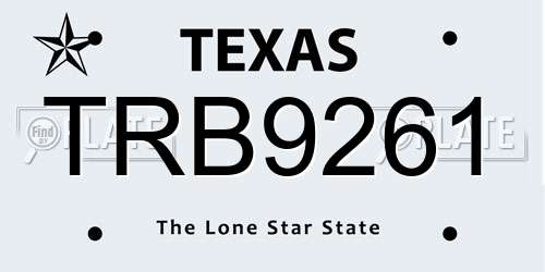 TRB9261 Texas License Plate