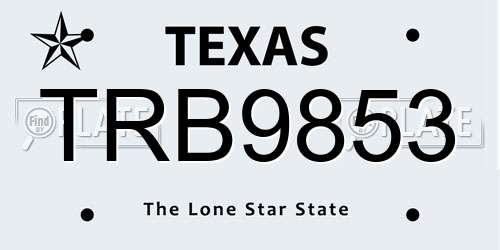 TRB9853 Texas License Plate
