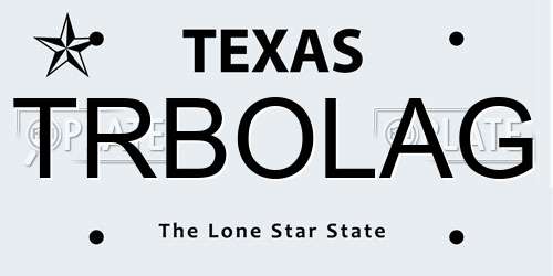 TRBOLAG Texas License Plate