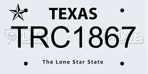 TRC1867 Texas License Plate