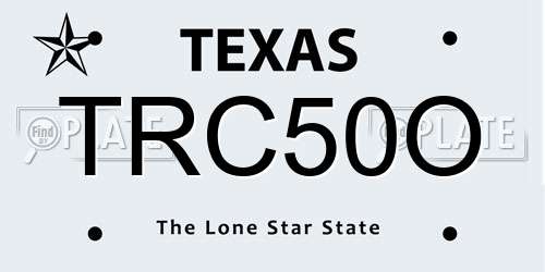 TRC50O Texas License Plate