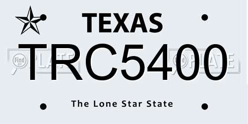 TRC5400 Texas License Plate