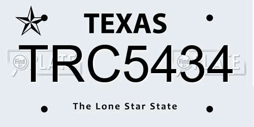 TRC5434 Texas License Plate