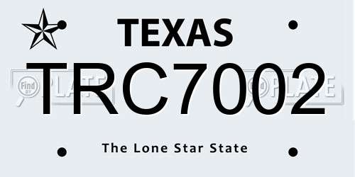 TRC7002 Texas License Plate