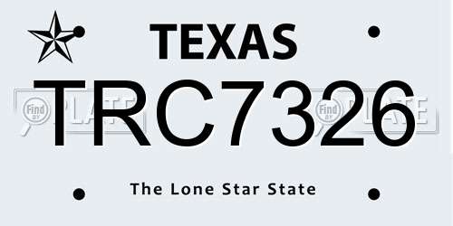 TRC7326 Texas License Plate