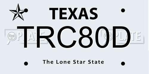 TRC80D Texas License Plate