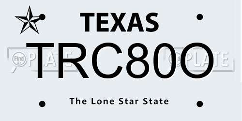 TRC80O Texas License Plate