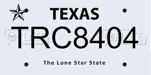 TRC8404 Texas License Plate