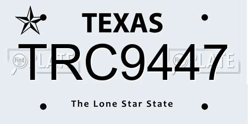 TRC9447 Texas License Plate
