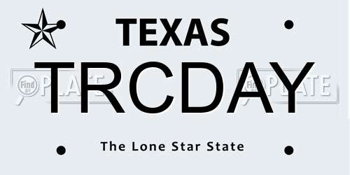 TRCDAY Texas License Plate