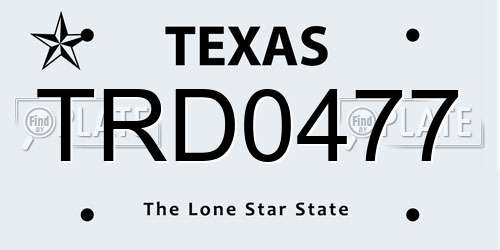 TRD0477 Texas License Plate