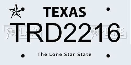 TRD2216 Texas License Plate