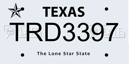 TRD3397 Texas License Plate