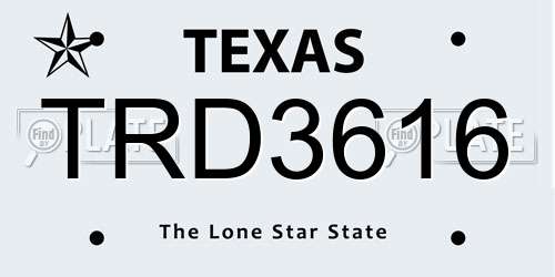 TRD3616 Texas License Plate