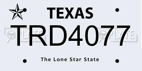 TRD4077 Texas License Plate
