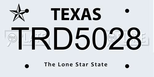 TRD5028 Texas License Plate