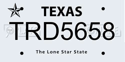 TRD5658 Texas License Plate