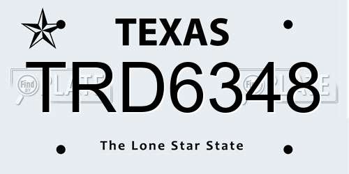 TRD6348 Texas License Plate