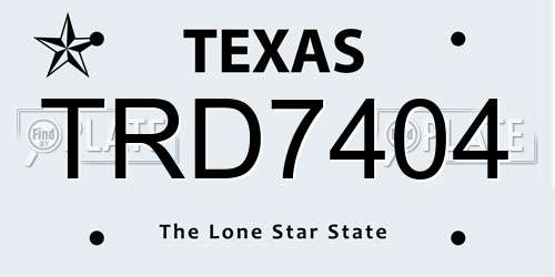 TRD7404 Texas License Plate