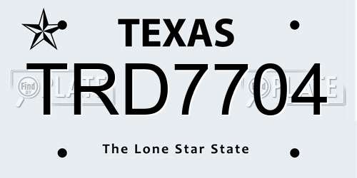 TRD7704 Texas License Plate