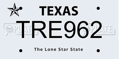 TRE962 Texas License Plate