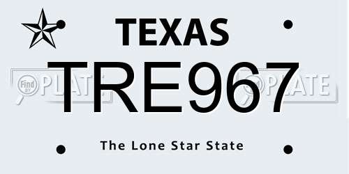 TRE967 Texas License Plate