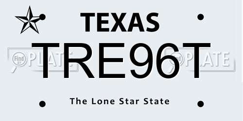 TRE96T Texas License Plate