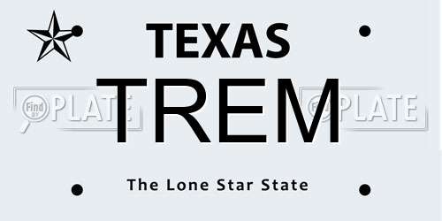 TREM Texas License Plate
