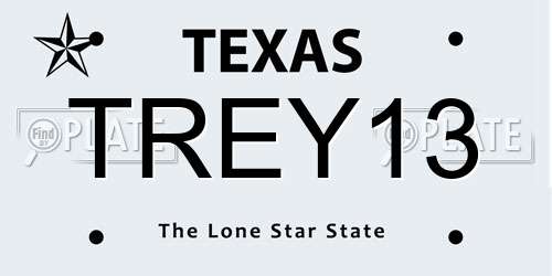 TREY13 Texas License Plate
