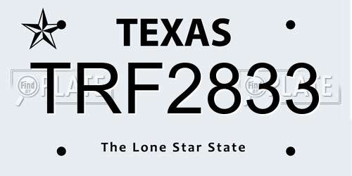 TRF2833 Texas License Plate