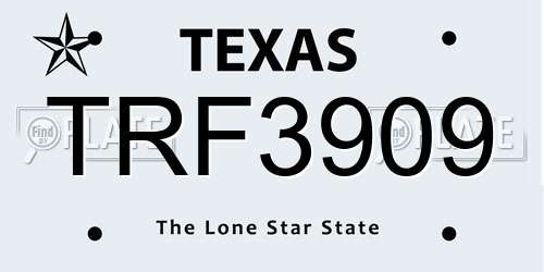 TRF3909 Texas License Plate